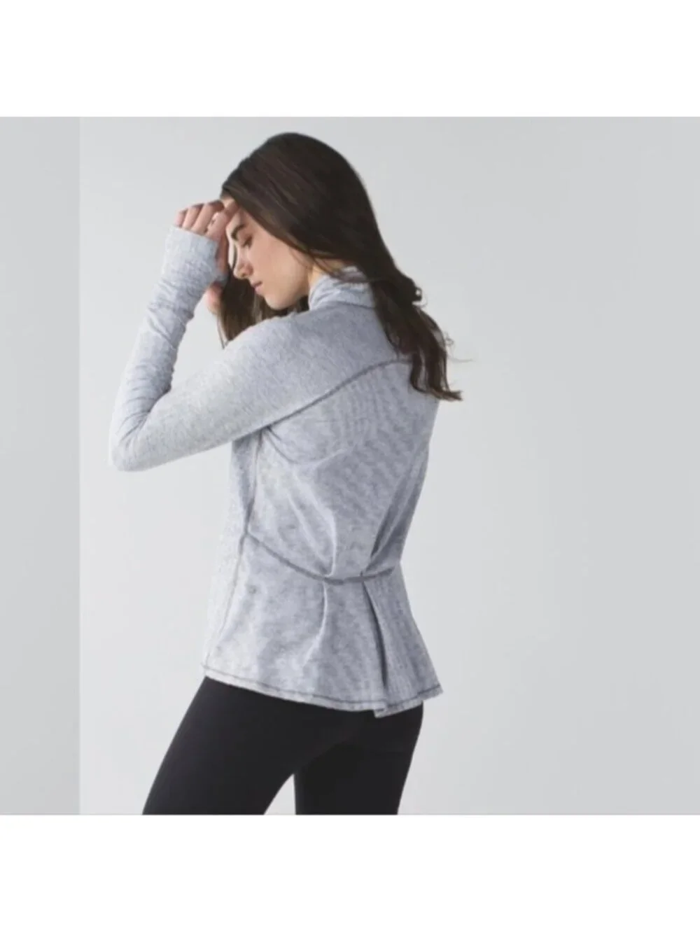 Lululemon Warm Your Core Long Sleeve Tee Tonka Stripe Heathered Slate White
